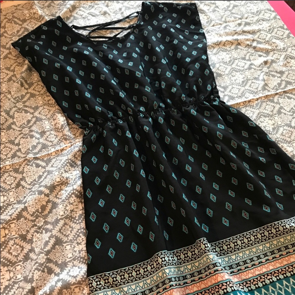 Hippie Rose Black and Blue Diamond Mini Dress